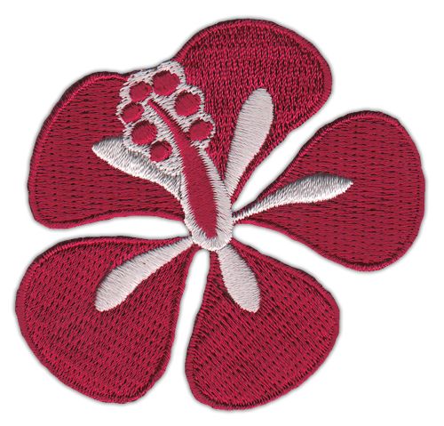 #ah10 Hibiskus Blüte Blume Weinrot Aufnäher Patch Applikation Bügelflicken Bügelbild Größe 6,8 x 5,6 cm