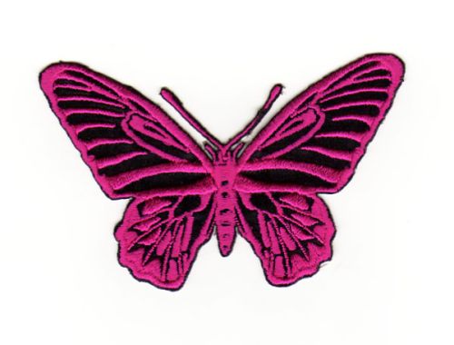 #ae58 Schmetterling Pink Aufnäher Butterfly Applikation Bügelbild Flicken Patch Größe 8,1 x 5,5 cm