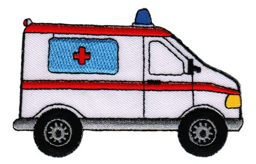 #aa02 Krankenwagen Rettungswagen Auto Aufnäher Patch Applikation Bügelbild 9,3 x 6,3 cm