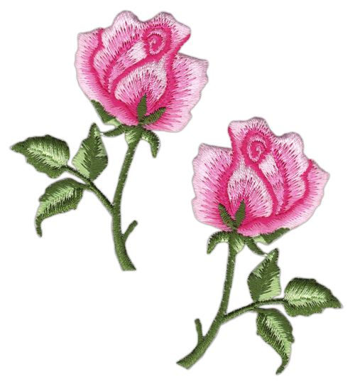 #ak06 Rose Rosa Set 2 Stück Aufnäher Bügelbild Patch Applikation Größe je Aufnäher 4,5 x 7,2 cm