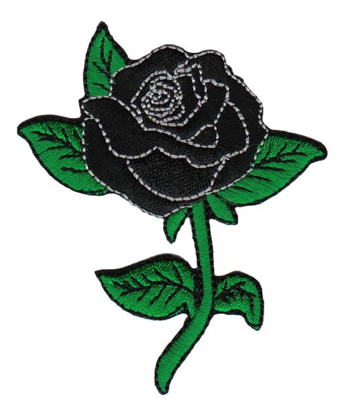 #ah13 Rose Schwarz Blume Aufnäher Bügelbild Aufbügler Applikation Patch Größe 6,5 x 7,8 cm