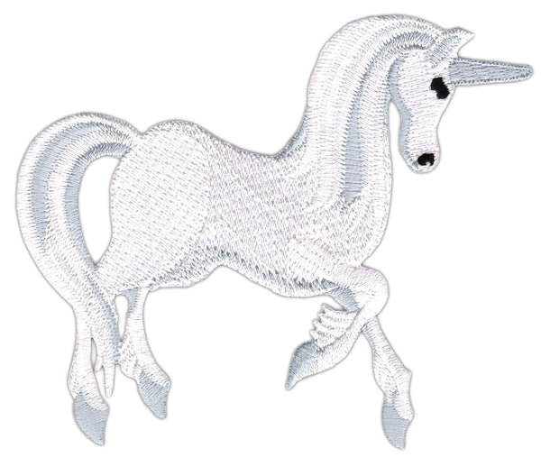 #ac72 Weißes Einhorn Pferd Aufnäher Bügelbild Applikation Patch Größe 10,4 x 8,6 cm