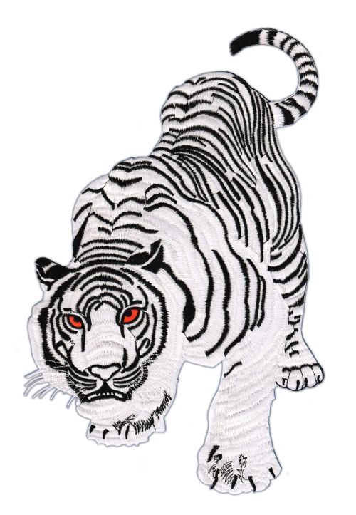 #aa69 Tiger Weiß Aufnäher Bügelbild Applikation Patch Größe 9,7 x 15,2 cm