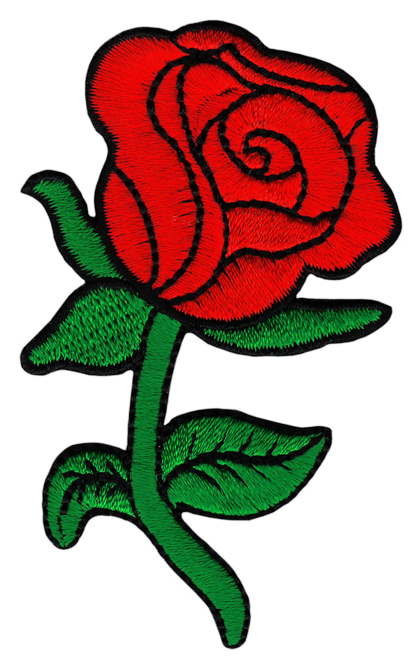 #bk67 Rose Rot Blume Blüte Aufnäher Bügelbild Applikation Patch Größe 5,0 x 8,3 cm
