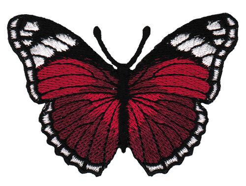 #ae42 Schmetterling Dunkelrot Aufnäher Butterfly Applikation Bügelbild Flicken Patch Größe 7,5 x 5,0 cm