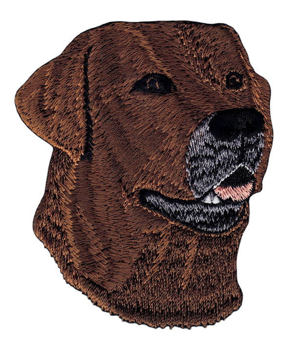 #an21 Labrador Retriever Dunkelbraun Hund Aufnäher Bügelbild Applikation Patch Größe 6,5 x 7,8 cm