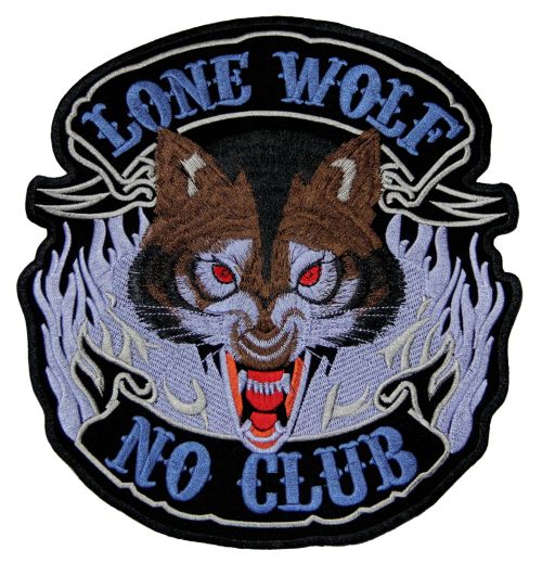 #Backpatch #43 Lone Wolf No Club Biker Rückenaufnäher Back Patch Groß 22,5 x 24 cm
