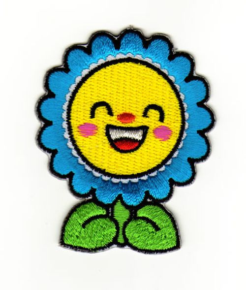 #aa89 Sonnenblume Blume Blau Aufnäher Kinder Bügelbild Applikation Größe
