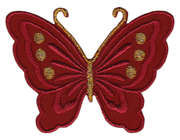 #bk49 Schmetterling klein Weinrot Aufnäher Bügelbild Applikation Aufbügler Patch Größe 5,2 x 3,7 cm