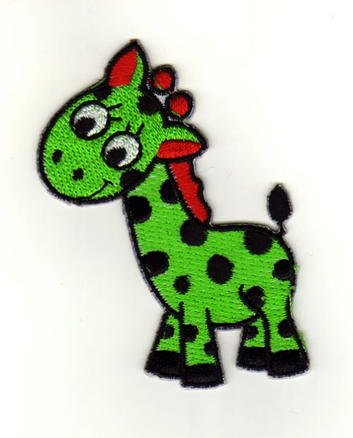 #aa38 Giraffe Grün Kinder Aufnäher Bügelbild Applikation Patch Größe 5,5 x 7,8 cm