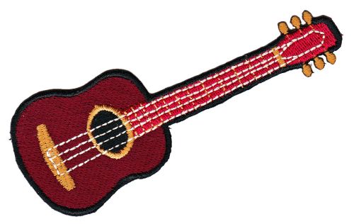#as16 Akustik Gitarre Aufnäher Bügelbild Aufbügler Applikation Patch Größe 10,0 x 3,8 cm