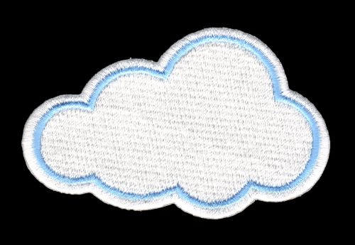#ad46 Weiße Wolke Aufnäher Patch Flicken Applikation Bügelbild Größe 7,3 x 4,7 cm