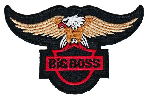 #as01 Big Boss Adler Schwarz Army Aufnäher Bügelbild Applikation Patch Größe 12,6 x 8,0 cm