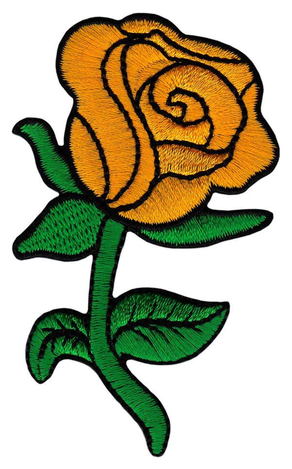 #bk69 Rose Gelb Blume Blüte Aufnäher Bügelbild Applikation Patch Größe 5,0 x 8,3 cm