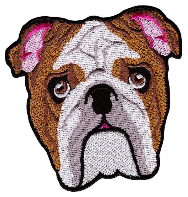 #ae72 Hund Boxer Bulldogge Aufnäher Bügelbild Applikation Patch Größe 7,0 x 7,0 cm