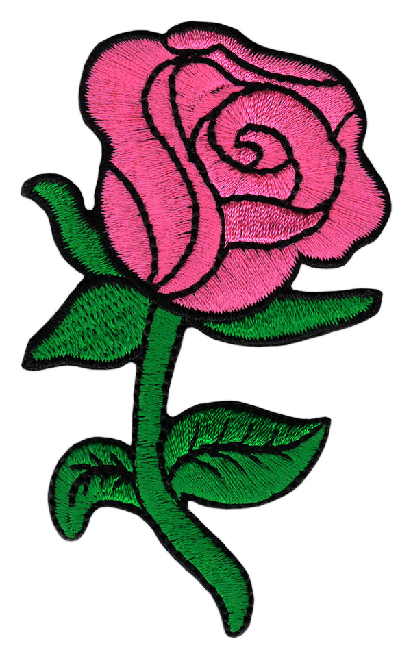 #bk70 Rose Rosa Blume Blüte Aufnäher Bügelbild Applikation Patch Größe 5,0 x 8,3 cm