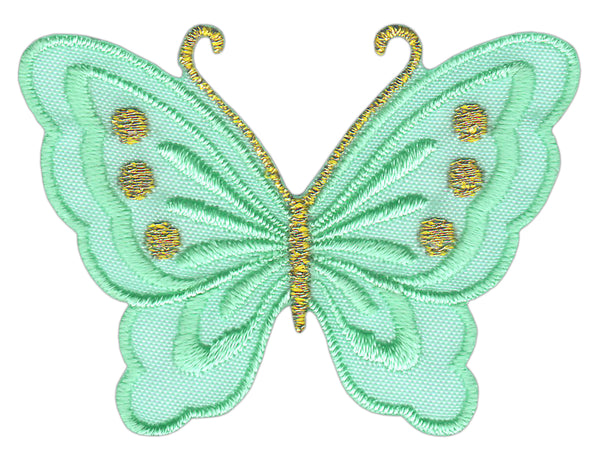 #bk45 Schmetterling klein Türkis Aufnäher Bügelbild Applikation Aufbügler Patch Größe 5,2 x 3,7 cm