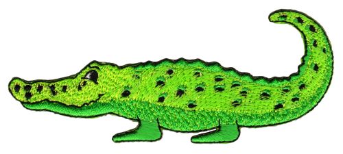 #ac93 Krokodil Grün Tier Alligator Aufnäher Bügelbild Applikation Patch Flicken Größe 11,1 x 4,7 cm