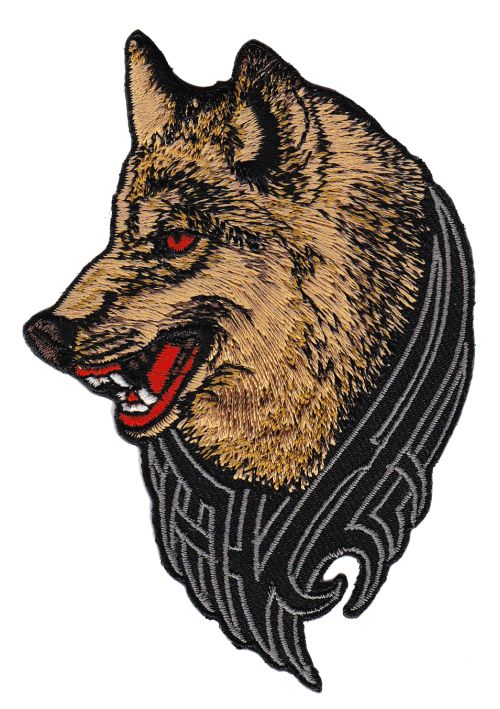 #ad68 Wolf Hund Tattoo Biker Aufnäher Patch Applikation Bügelbild Größe 7,5 x 10,0 cm