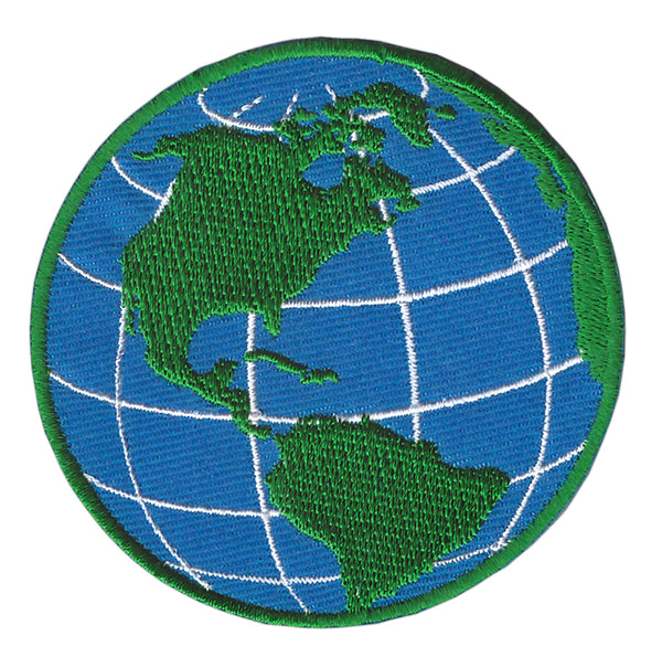 #ac43 Erde Welt Kugel Planet Aufnäher Bügelbild Applikation Patch Größe 7,0 x 6,9 cm