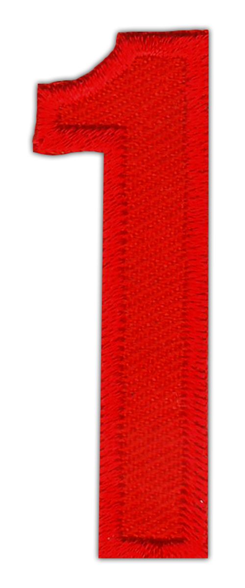 #ao67 Nummer Eins Rot Zahl 1 Aufnäher Bügelbild Applikation Patch Größe 1,7 x 5,0 cm