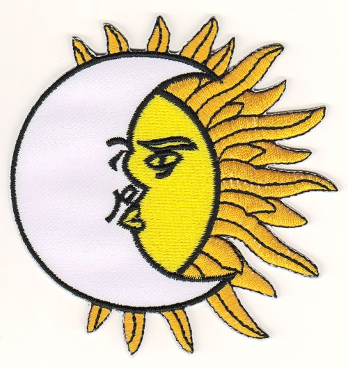 #ac03 Sonne Mond Kuss Yin Yang Hindu Esoterik Aufnäher Bügelbild Applikation Patch Größe 8,0 x 8,5 cm