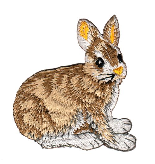#aa23 Hase Braun Kaninchen Aufnäher Bügelbild Patch Applikation Größe 6,3 x 6,8 cm