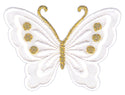 #bk60 Schmetterling klein Weiß Aufnäher Bügelbild Applikation Aufbügler Patch Größe 5,2 x 3,7 cm