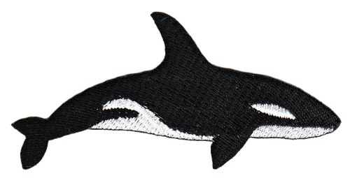 #as22 Schwertwal Orca Killerwal Aufnäher Bügelbild Aufbügler Applikation Patch Größe 9,5 x 4,6 cm