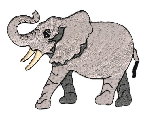 #ac38 Elefant Grau Zoo Tier Aufnäher Applikation Bügelbild Patch Größe 9,0 x 6,5 cm