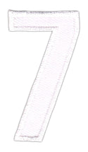 #be79 Nummer Sieben Weiß Zahl 7 Aufnäher Bügelbild Applikation Patch Größe 2,5 x 5,0 cm