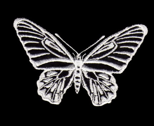 #ae52 Schmetterling Weiß Aufnäher Butterfly Applikation Bügelbild Flicken Patch Größe 8,1 x 5,5 cm