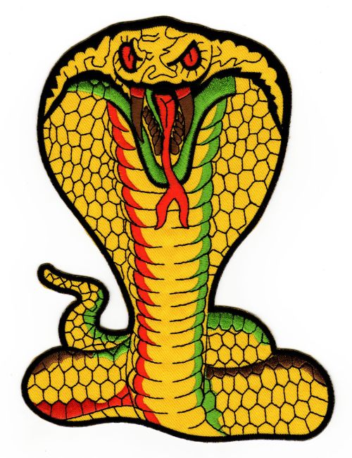 #Backpatch #04 Kobra Gelb Schlange Back Patch Rückenaufnäher Snake Groß 14 x 19 cm