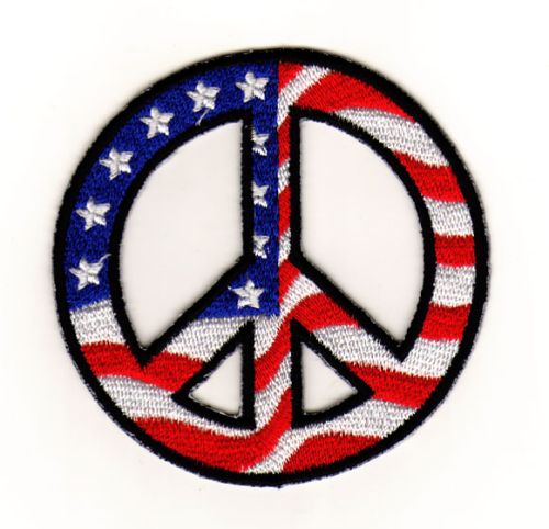 #ad81 USA Flagge Peace Zeichen Aufnäher Applikation Bügelbild Patch Größe 7,5 x 7,5 cm