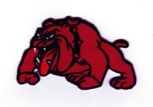 #ac32 Bulldogge Rot Hund Aufnäher Patch Bügelbild Flicken Größe 9,5 x 6,8 cm