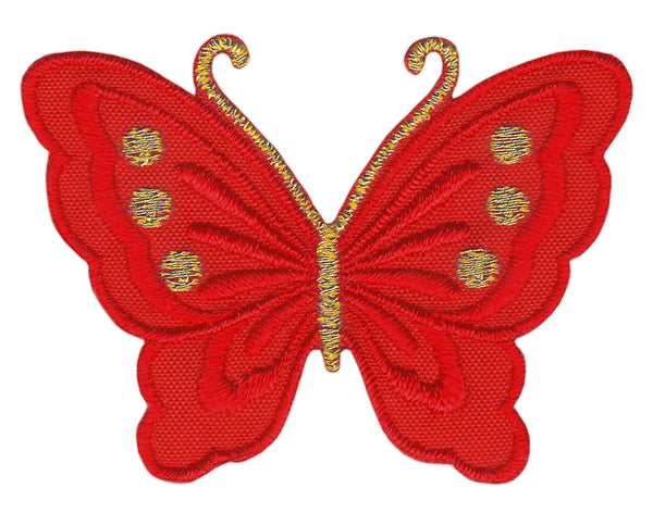 #bk52 Schmetterling klein Rot Aufnäher Bügelbild Applikation Aufbügler Patch Größe 5,2 x 3,7 cm