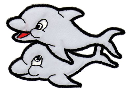 #aa51 Delfin Grau Kinder Aufnäher Bügelbild Applikation Patch Größe 7,5 x 5,1 cm