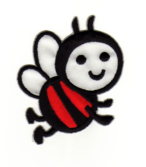 #aa42 Hummel Biene Rot Schwarz Kinder Aufnäher Bügelbild Applikation Patch Größe 6,0 x 7,5 cm