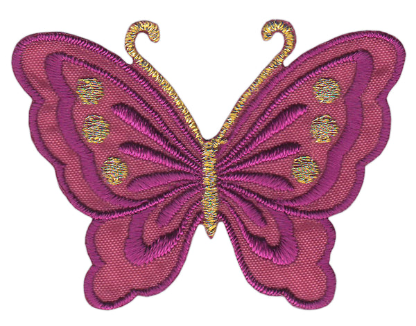 #bk66 Schmetterling klein Lila Aufnäher Bügelbild Applikation Aufbügler Patch Größe 5,2 x 3,7 cm