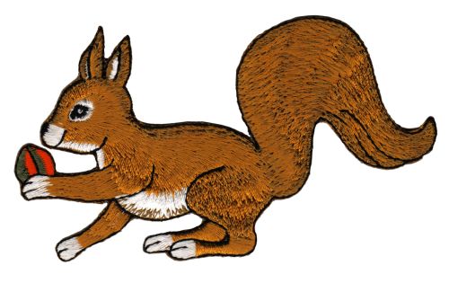 #aa95 Eichhörnchen Aufnäher Bügelbild Applikation Patch Größe 10,2 x 5,8 cm