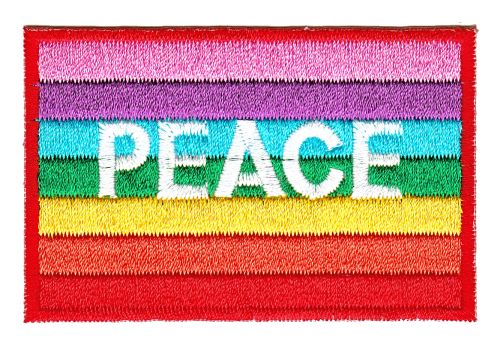 #as37 Regenbogen Flagge Peace Frieden Aufnäher Bügelbild Aufbügler Applikation Patch Größe 9,0 x 6,0 cm
