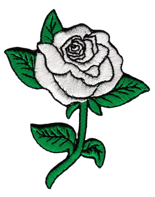 #ag72 Rose Weiß Blume Aufnäher Bügelbild Aufbügler Applikation Patch Größe 6,5 x 7,8 cm