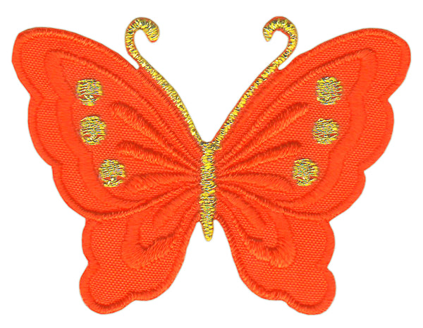 #bk58 Schmetterling klein Orange Dunkel Aufnäher Bügelbild Applikation Aufbügler Patch Größe 5,2 x 3,7 cm