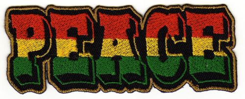 #ab78 Peace Reggae Aufnäher Bügelbild Applikation Patch Größe 9,7 x 3,7 cm
