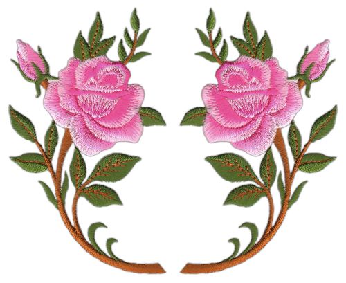 #am38 Rose Blume Rosa Set 2 Stück Aufnäher Bügelbild Patch Applikation Größe je Aufnäher 6,3 x 10,6 cm