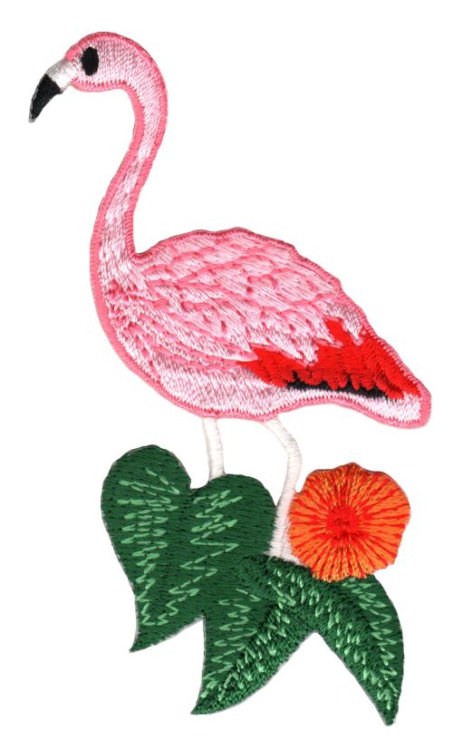 #ac94 Flamingo Rosa Tier Vogel Aufnäher Bügelbild Applikation Patch Größe 5,4 x 9,0 cm