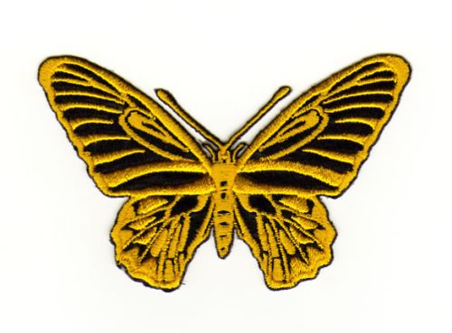 #ae57 Schmetterling Gelb Aufnäher Butterfly Applikation Bügelbild Flicken Patch Größe 8,1 x 5,5 cm