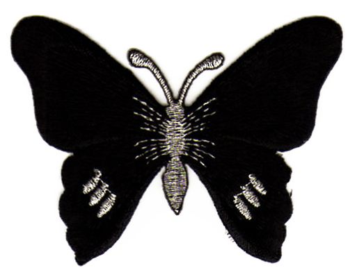 #ae17 Schmetterling Schwarz Butterfly Falter Aufnäher Bügelbild Flicken Applikation Größe 7,5 x 5,7 cm