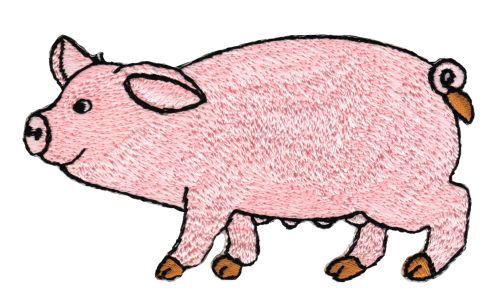 #aa84 Schwein Sau Bauernhof Aufnäher Bügelbild Applikation Patch Größe 9,5 x 5,3 cm